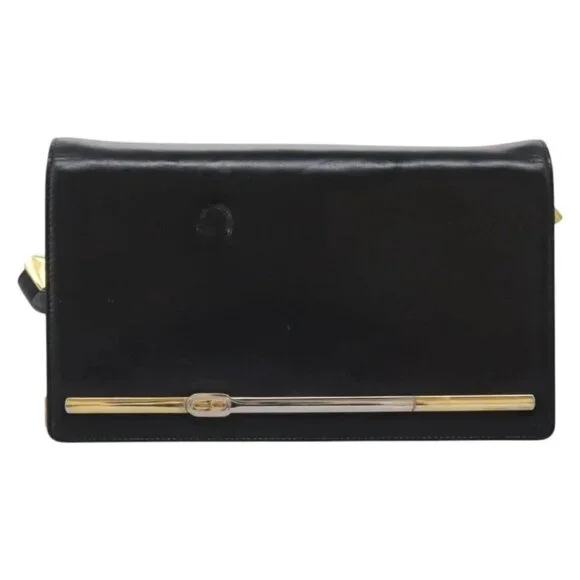Christian Dior Shoulder Bag Calf leather Black Auth